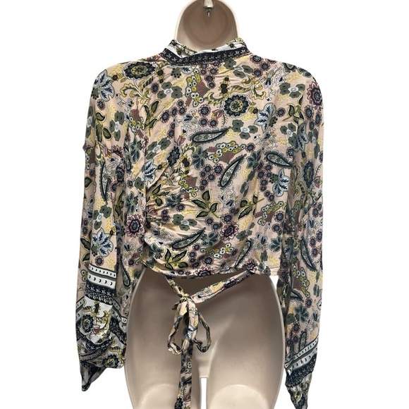 Davi & Dani wrap front kimono blouse women’s large boho paisley - Picture 2 of 8